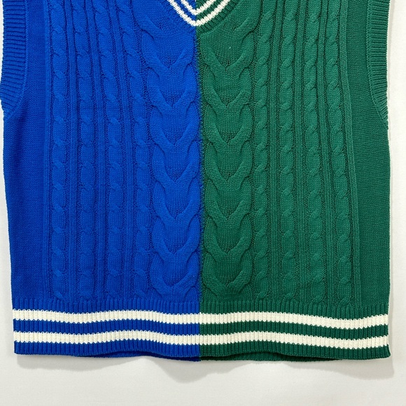 Wild fable Oversized Color Block V Neck Cable Knit Sweater Vest Medium - Picture 6 of 10